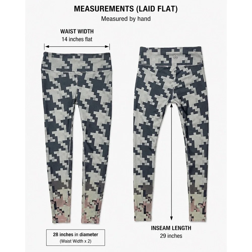 ALO Yoga Airbrush Pixel Leggings Women Small Gray Pink Camo Pilates 29 Inseam
